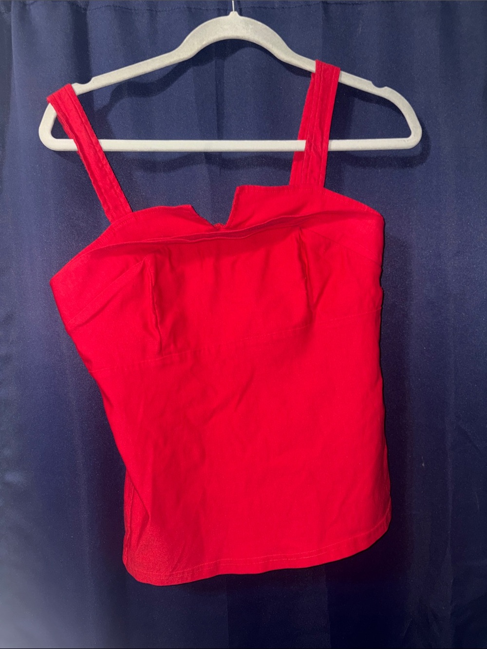 Red Square-Neck Tank Top with Wide Straps